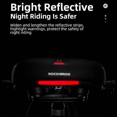 Wygodne komfortowe siodełko rowerowe z odblaskami - czarno-czerwone Wygodne komfortowe siodełko rowerowe z odblaskami - czarno-czerwone