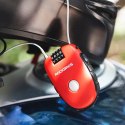 Zapięcie blokada rowerowe z linką zwijaną i zamkiem szyfrowym - czerwone Zapięcie blokada rowerowe z linką zwijaną i zamkiem szyfrowym - czerwone