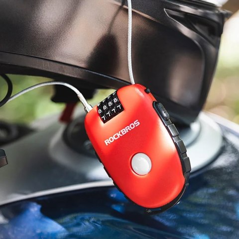 Zapięcie blokada rowerowe z linką zwijaną i zamkiem szyfrowym - czerwone Zapięcie blokada rowerowe z linką zwijaną i zamkiem szyfrowym - czerwone