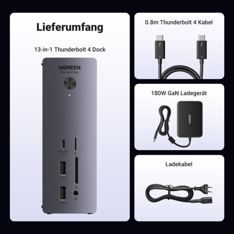 13w1 Stacja dokująca Thunderbolt 4 / USB-A / DP / RJ45 / czytnik SD TF / USB-C / mini jack 13w1 Stacja dokująca Thunderbolt 4 / USB-A / DP / RJ45 / czytnik SD TF / USB-C / mini jack