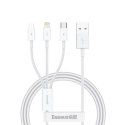 3w1 Kabel przewód Superior Series USB-A - USB-C / iPhone Lightning / micro USB 3.5A 0.5m - biały