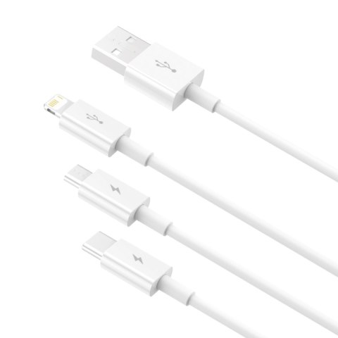 3w1 Kabel przewód Superior Series USB-A - USB-C / iPhone Lightning / micro USB 3.5A 0.5m - biały 3w1 Kabel przewód Superior Series USB-A - USB-C / iPhone Lightning / micro USB 3.5A 0.5m - biały