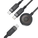 3w1 Kabel przewód USB-C - 2x USB-C / ładowarka Apple Watch Qi 480Mb/s 100W 1.2m - czarny 3w1 Kabel przewód USB-C - 2x USB-C / ładowarka Apple Watch Qi 480Mb/s 100W 1.2m - czarny