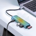 6w1 HUB adapter USB-C - HDMI USB-A USB-C PD czytnik SD TF - szary 6w1 HUB adapter USB-C - HDMI USB-A USB-C PD czytnik SD TF - szary