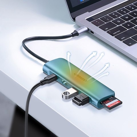6w1 HUB adapter USB-C - HDMI USB-A USB-C PD czytnik SD TF - szary 6w1 HUB adapter USB-C - HDMI USB-A USB-C PD czytnik SD TF - szary