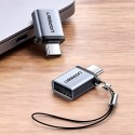 Adapter przejściówka USB-C (męski) - USB-A 3.0 (żeński) ze smyczą - szary