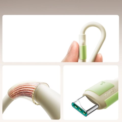 Kabel przewód USB-A - USB-C z fluorescencyjną końcówką 3A 2m - beżowy Kabel przewód USB-A - USB-C z fluorescencyjną końcówką 3A 2m - beżowy