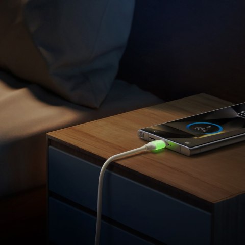 Kabel przewód USB-A - USB-C z fluorescencyjną końcówką 3A 2m - beżowy Kabel przewód USB-A - USB-C z fluorescencyjną końcówką 3A 2m - beżowy