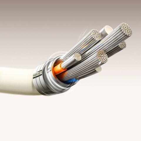 Kabel przewód USB-A - USB-C z fluorescencyjną końcówką 3A 2m - beżowy Kabel przewód USB-A - USB-C z fluorescencyjną końcówką 3A 2m - beżowy