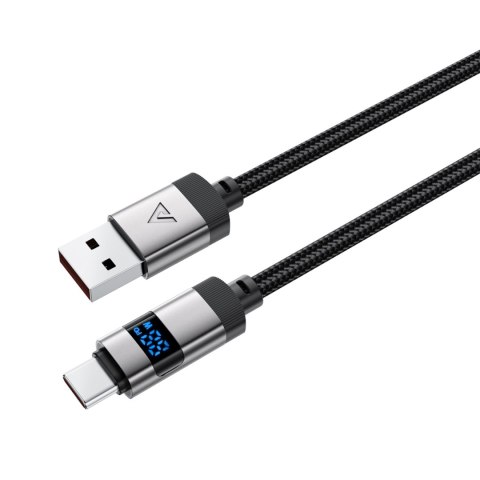 Kabel przewód USB-A - USB-C z wyświetlaczem 480Mb/s 66W 1.2m - czarny Kabel przewód USB-A - USB-C z wyświetlaczem 480Mb/s 66W 1.2m - czarny