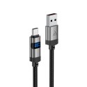 Kabel przewód USB-A - USB-C z wyświetlaczem 480Mb/s 66W 1.2m - czarny Kabel przewód USB-A - USB-C z wyświetlaczem 480Mb/s 66W 1.2m - czarny
