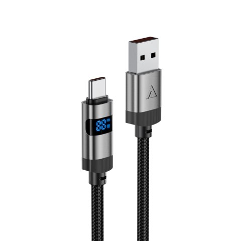 Kabel przewód USB-A - USB-C z wyświetlaczem 480Mb/s 66W 1.2m - czarny Kabel przewód USB-A - USB-C z wyświetlaczem 480Mb/s 66W 1.2m - czarny