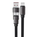 Kabel przewód USB-C - USB-A / USB-C 480Mb/s 3A 0.2m - czarny Kabel przewód USB-C - USB-A / USB-C 480Mb/s 3A 0.2m - czarny