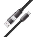 Kabel przewód USB-C - USB-A / USB-C 480Mb/s 3A 0.2m - czarny Kabel przewód USB-C - USB-A / USB-C 480Mb/s 3A 0.2m - czarny