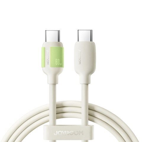 Kabel przewód USB-C - USB-C z fluorescencyjną końcówką 60W 1.2m - beżowy Kabel przewód USB-C - USB-C z fluorescencyjną końcówką 60W 1.2m - beżowy