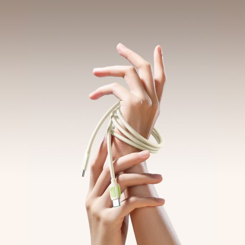 Kabel przewód USB-C - USB-C z fluorescencyjną końcówką 60W 1.2m - beżowy Kabel przewód USB-C - USB-C z fluorescencyjną końcówką 60W 1.2m - beżowy