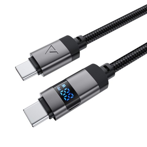 Kabel przewód USB-C - USB-C z wyświetlaczem 480Mb/s 66W 1.2m - czarny Kabel przewód USB-C - USB-C z wyświetlaczem 480Mb/s 66W 1.2m - czarny