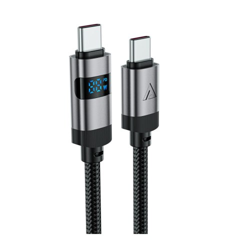 Kabel przewód USB-C - USB-C z wyświetlaczem 480Mb/s 66W 1.2m - czarny Kabel przewód USB-C - USB-C z wyświetlaczem 480Mb/s 66W 1.2m - czarny