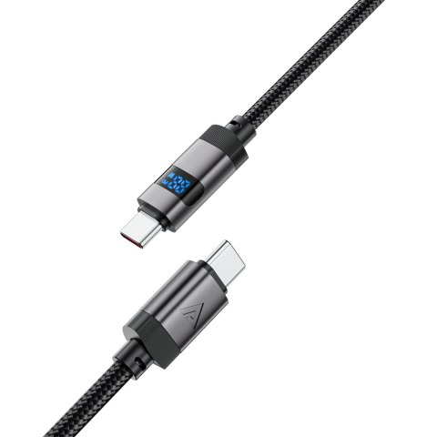 Kabel przewód USB-C - USB-C z wyświetlaczem 480Mb/s 66W 1.2m - czarny Kabel przewód USB-C - USB-C z wyświetlaczem 480Mb/s 66W 1.2m - czarny