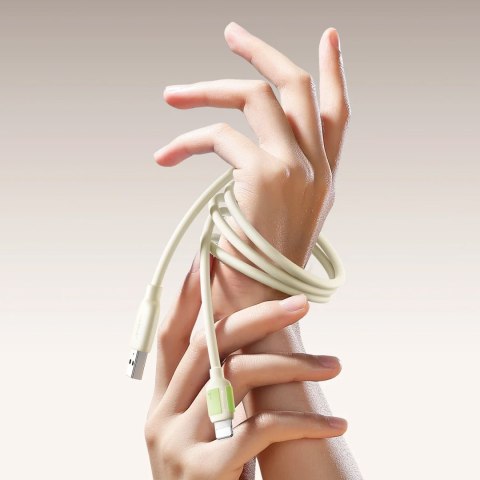 Kabel przewód USB-C - iPhone Lightning z fluorescencyjną końcówką 2m 30W - beżowy Kabel przewód USB-C - iPhone Lightning z fluorescencyjną końcówką 2m 30W - beżowy