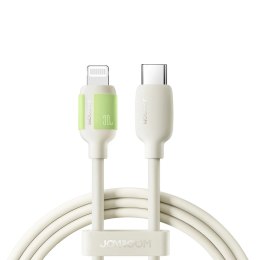 Kabel przewód USB-C - iPhone Lightning z fluorescencyjną końcówką 30W 1.2m - beżowy
