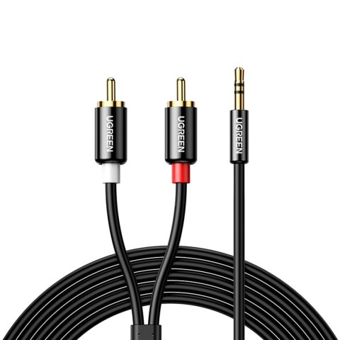 Kabel przewód audio mini jack (męski) - 2RCA (męski) 1m - czarny Kabel przewód audio mini jack (męski) - 2RCA (męski) 1m - czarny