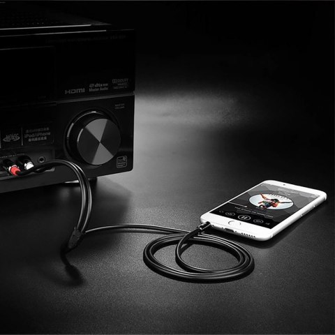 Kabel przewód audio mini jack (męski) - 2RCA (męski) 1m - czarny Kabel przewód audio mini jack (męski) - 2RCA (męski) 1m - czarny