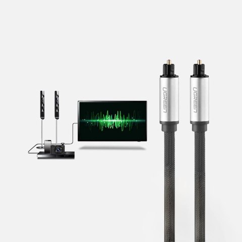 Kabel przewód optyczny audio światłowód Toslink SPDIF 1m - szary