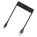 Kabel przewód spiralny USB-A - USB-C 480Mb/s 3A 1.2m - czarny