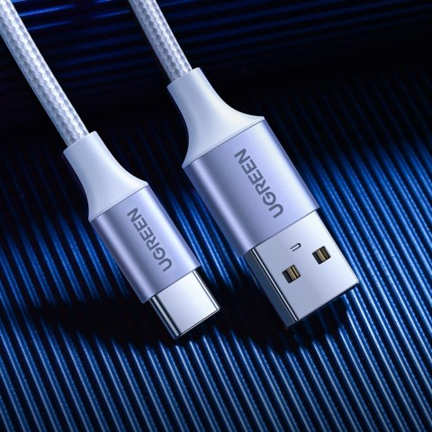 Kabel przewód w oplocie USB-A - USB-C QC 3.0 AFC i FCP 3A 2m - biały