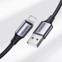 Kabel przewód w oplocie USB-A - iPhone Lightning MFi 1.5m - czarny