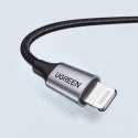 Kabel przewód w oplocie USB-A - iPhone Lightning MFi 1.5m - czarny