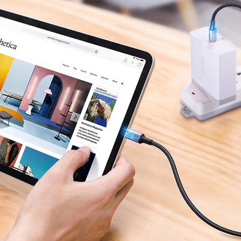 Kabel przewód w opocie USB-C - USB-C PD QC FCP 100W 5A 480Mb/s 1.5m - szary