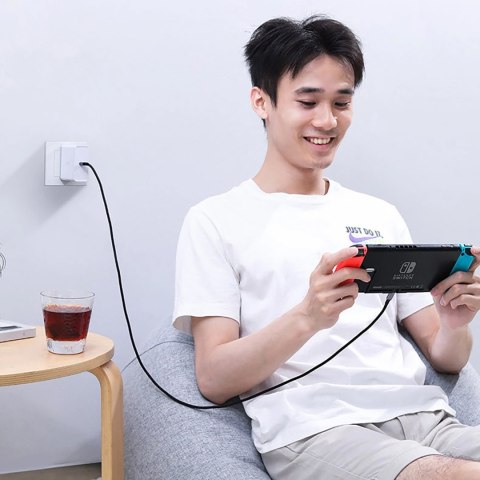 Kabel przewód w opocie USB-C - USB-C PD QC FCP 100W 5A 480Mb/s 1.5m - szary