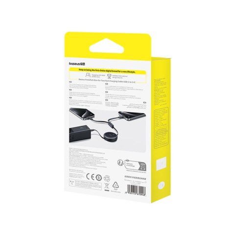 Kabel przewód zwijany USB-C - 2 x USB-C Bright Mirror Series 100W 1m - czarny