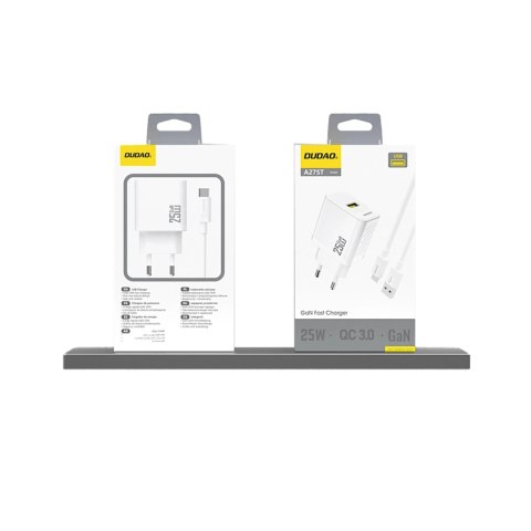 Ładowarka sieciowa GaN 25W USB-A - biała Ładowarka sieciowa GaN 25W USB-A - biała