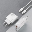 Ładowarka sieciowa GaN 30W USB-A - USB-C z kablem USB-C - biała Ładowarka sieciowa GaN 30W USB-A - USB-C z kablem USB-C - biała