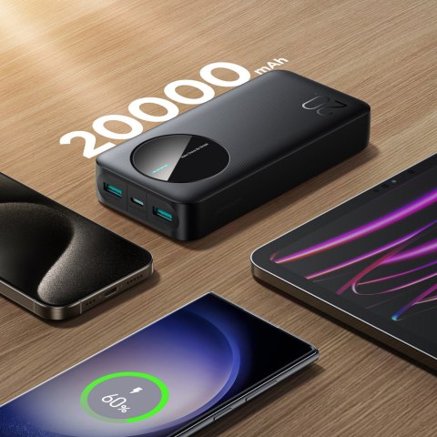 Powerbank JR-PBF14 20000mAh 2.4A 2x USB-A 1x USB-C - czarny Powerbank JR-PBF14 20000mAh 2.4A 2x USB-A 1x USB-C - czarny