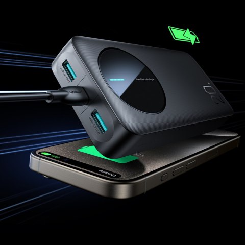 Powerbank JR-PBF14 20000mAh 2.4A 2x USB-A 1x USB-C - czarny Powerbank JR-PBF14 20000mAh 2.4A 2x USB-A 1x USB-C - czarny