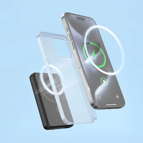 Powerbank K14S+ 10000mAh z podstawką 20W USB-A / USB-C / MagSafe - czarny Powerbank K14S+ 10000mAh z podstawką 20W USB-A / USB-C / MagSafe - czarny