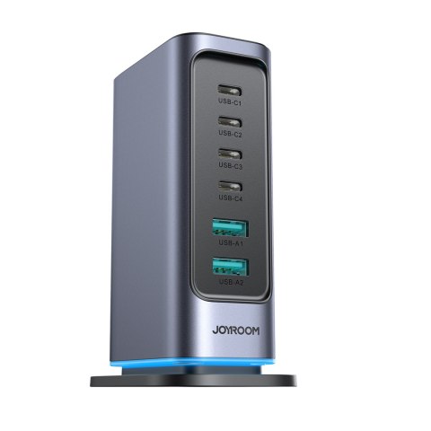 Stacja ładowania ładowarka wieloportowa GaN 65W EU 4x USB-C i 2x USB-A - ciemnoszara Stacja ładowania ładowarka wieloportowa GaN 65W EU 4x USB-C i 2x USB-A - ciemnoszara