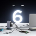 Stacja ładowania ładowarka wieloportowa GaN 65W EU 4x USB-C i 2x USB-A - ciemnoszara Stacja ładowania ładowarka wieloportowa GaN 65W EU 4x USB-C i 2x USB-A - ciemnoszara