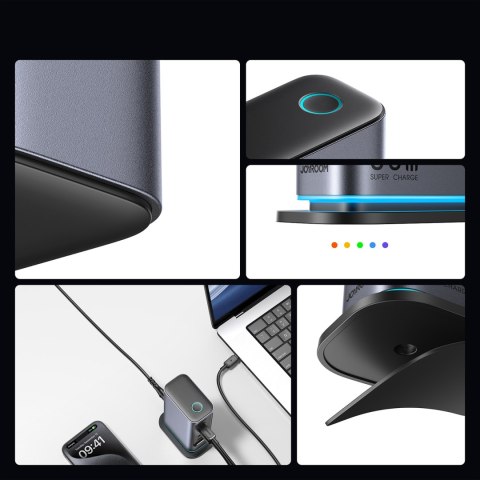 Stacja ładowania ładowarka wieloportowa GaN 65W EU 4x USB-C i 2x USB-A - ciemnoszara Stacja ładowania ładowarka wieloportowa GaN 65W EU 4x USB-C i 2x USB-A - ciemnoszara