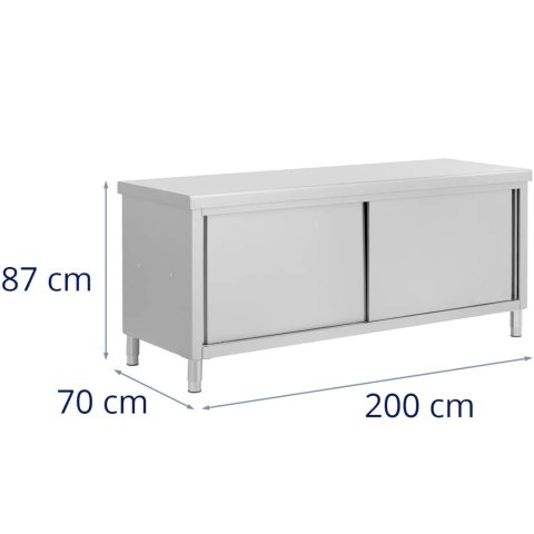 Stół blat roboczy centralny z szafką przelotową STAL 200 x 70 cm