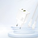 Szybka ładowarka sieciowa 25W USB-A USB-C - biała Szybka ładowarka sieciowa 25W USB-A USB-C - biała