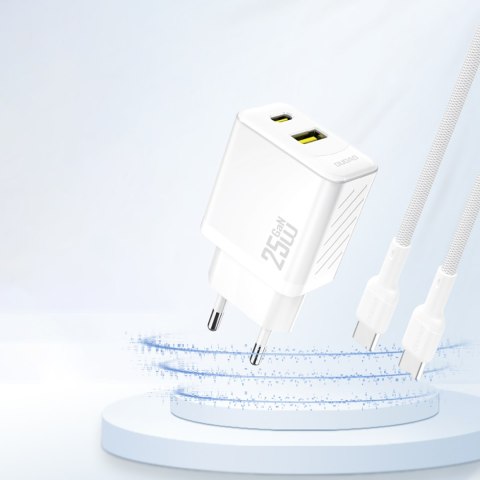 Szybka ładowarka sieciowa 25W USB-A USB-C - biała Szybka ładowarka sieciowa 25W USB-A USB-C - biała