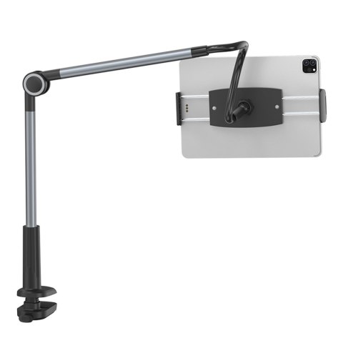Uchwyt Otaku na telefon tablet obrotowy regulowany mocowany do blatu - szary Uchwyt Otaku na telefon tablet obrotowy regulowany mocowany do blatu - szary