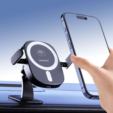 Uchwyt samochodowy do telefonu z ładowarką indukcyjną na kratkę kokpit 15W - czarny