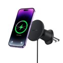 Uchwyt samochodowy na iPhone z ładowarką indukcyjną 15W na kratkę nawiewu - czarny Uchwyt samochodowy na iPhone z ładowarką indukcyjną 15W na kratkę nawiewu - czarny