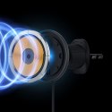 Uchwyt samochodowy na iPhone z ładowarką indukcyjną 15W na kratkę nawiewu - czarny Uchwyt samochodowy na iPhone z ładowarką indukcyjną 15W na kratkę nawiewu - czarny